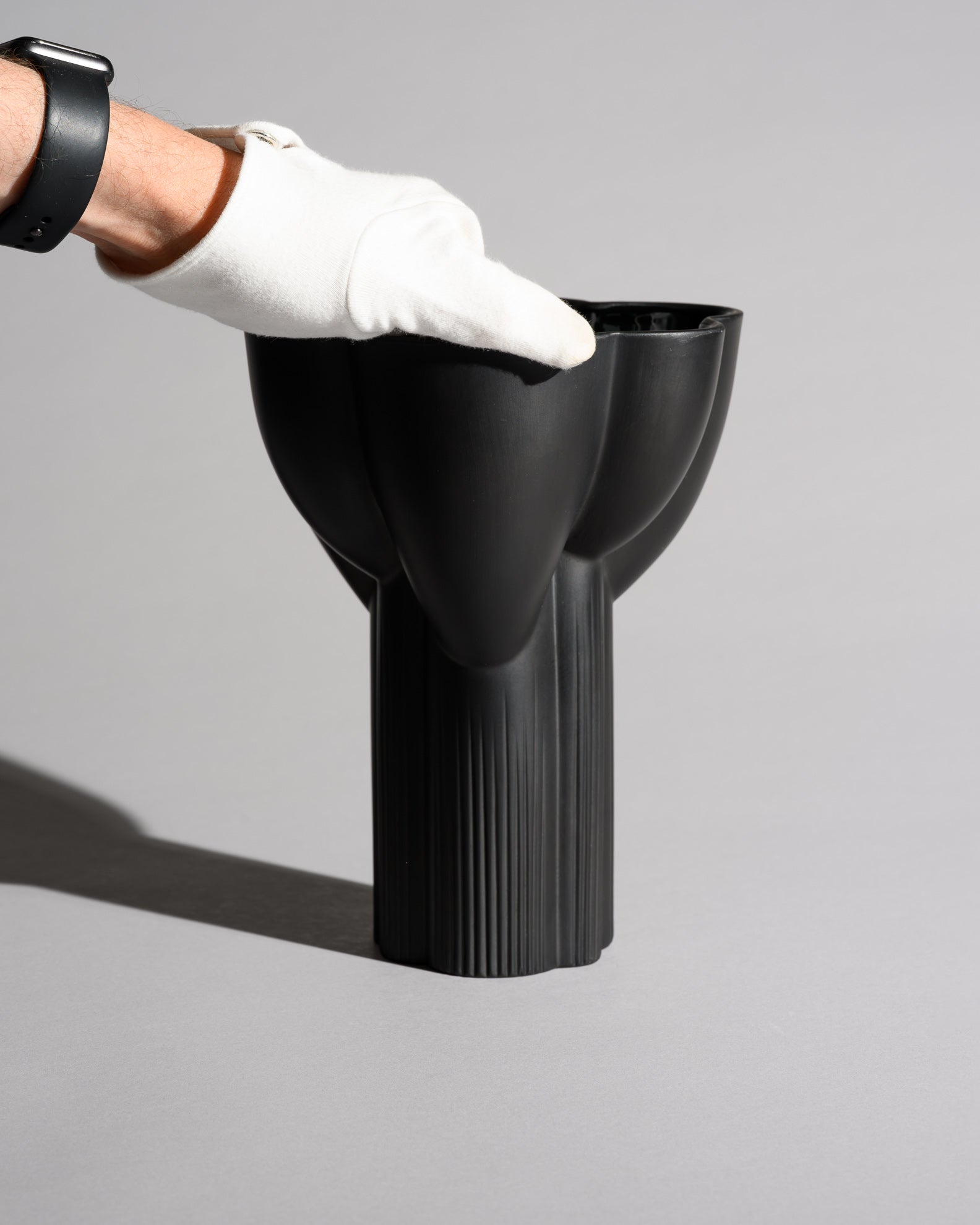 Black & Frosted Glass Vase Duo - Tapio Wirkkala for Rosenthal, 1970s
