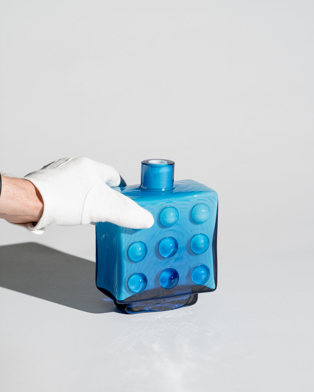 Bubble Pop Art Blue Cased Glass Vase Duo - Friedrich Kristall, 1970s