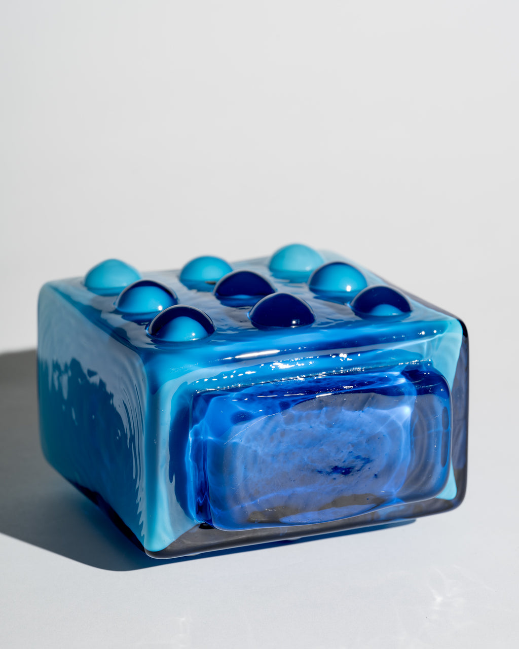 Bubble Pop Art Blue Cased Glass Vase Duo - Friedrich Kristall, 1970s