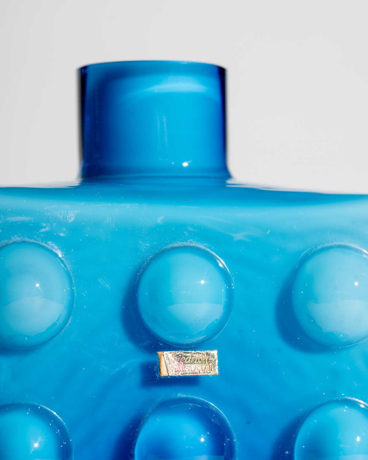 Bubble Pop Art Blue Cased Glass Vase Duo - Friedrich Kristall, 1970s