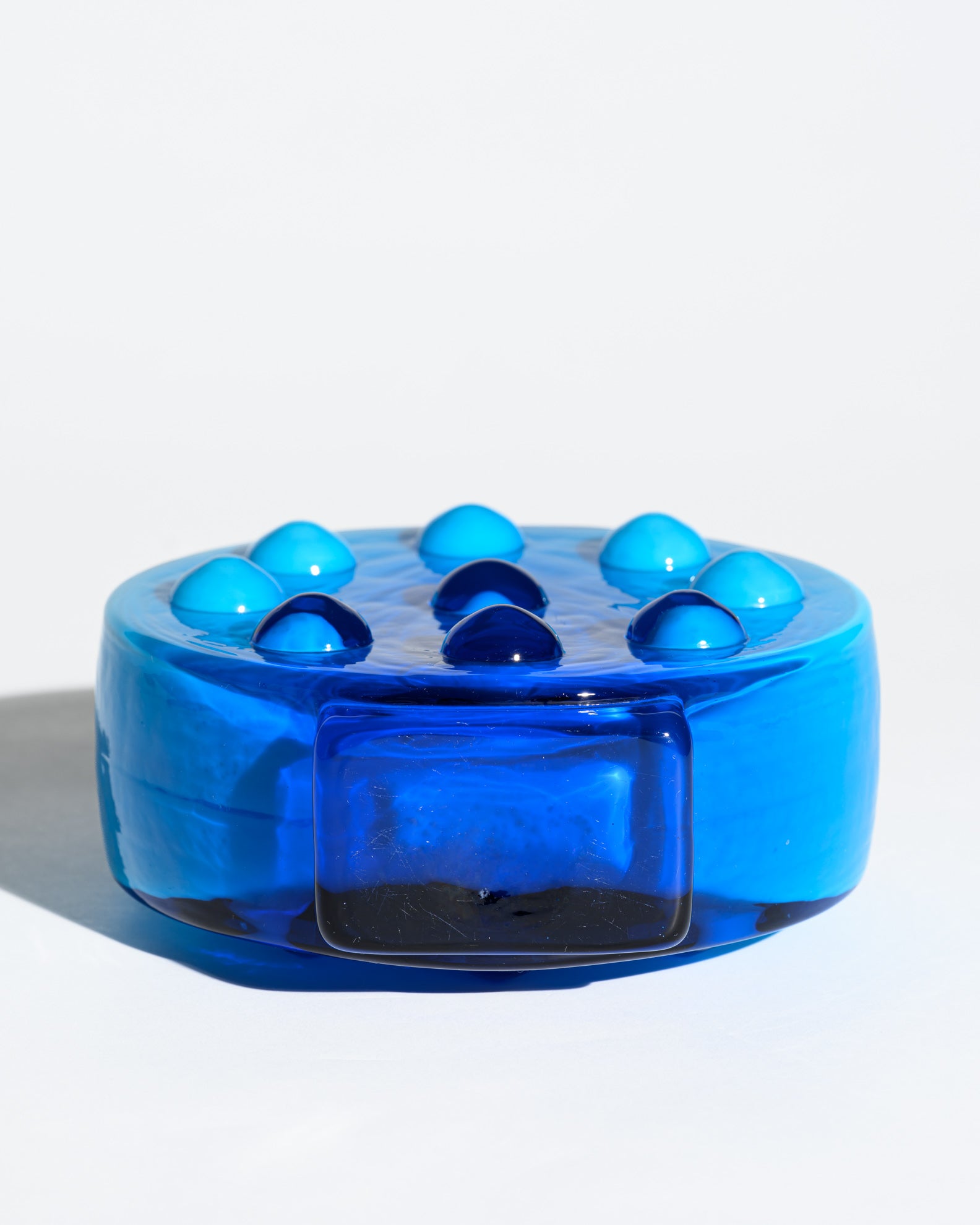 Bubble Pop Art Blue Cased Glass Vase Duo - Friedrich Kristall, 1970s