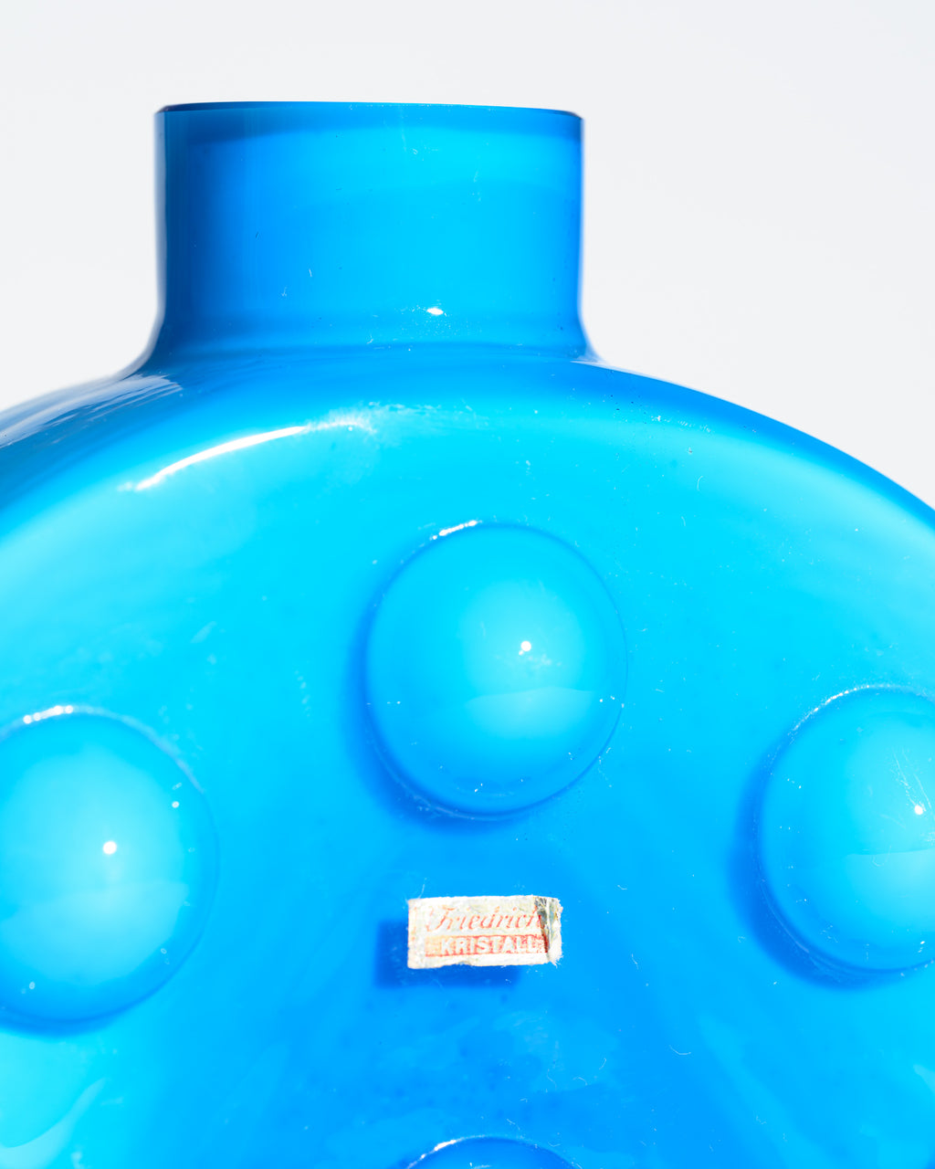 Bubble Pop Art Blue Cased Glass Vase Duo - Friedrich Kristall, 1970s
