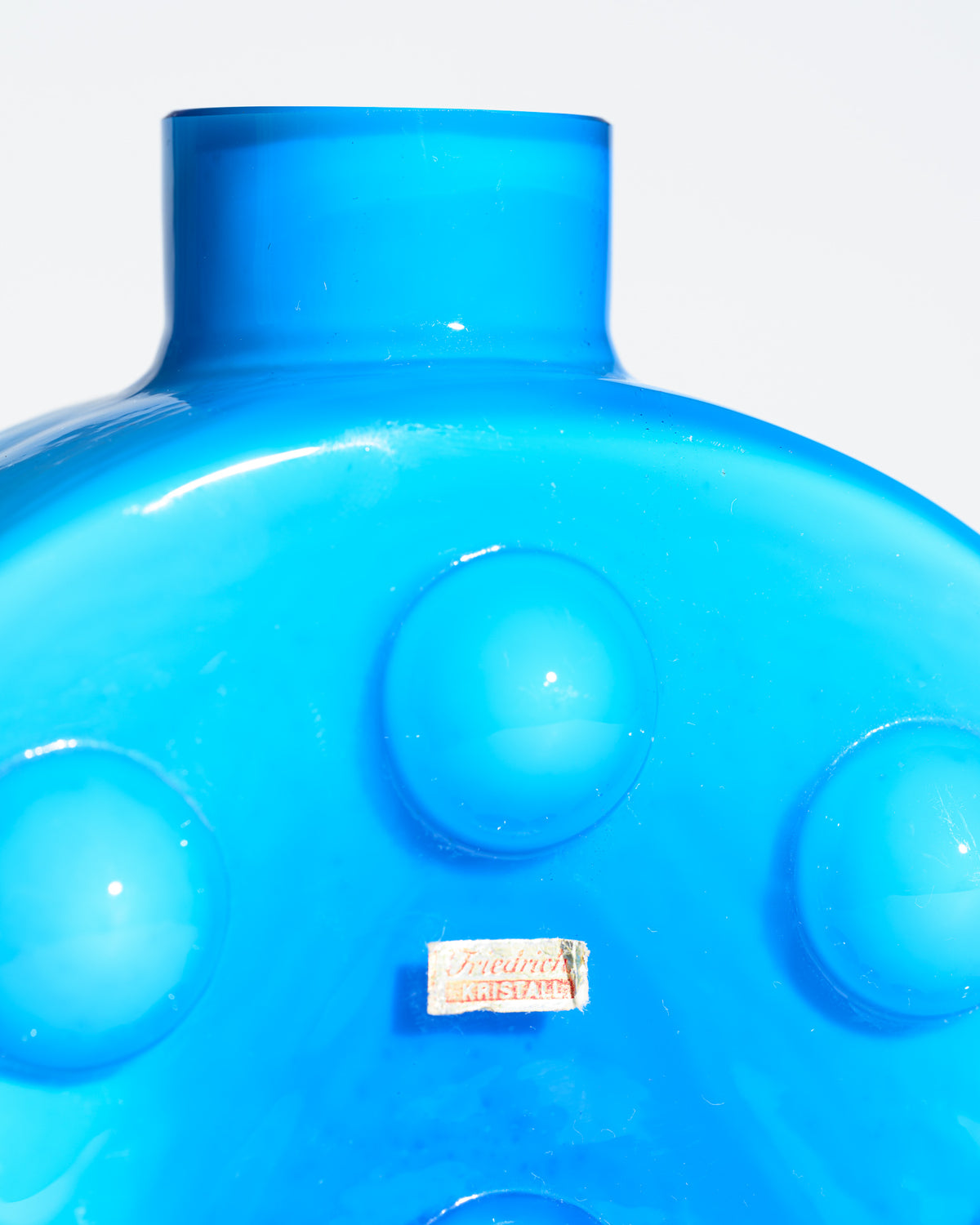 Bubble Pop Art Blue Cased Glass Vase Duo - Friedrich Kristall, 1970s