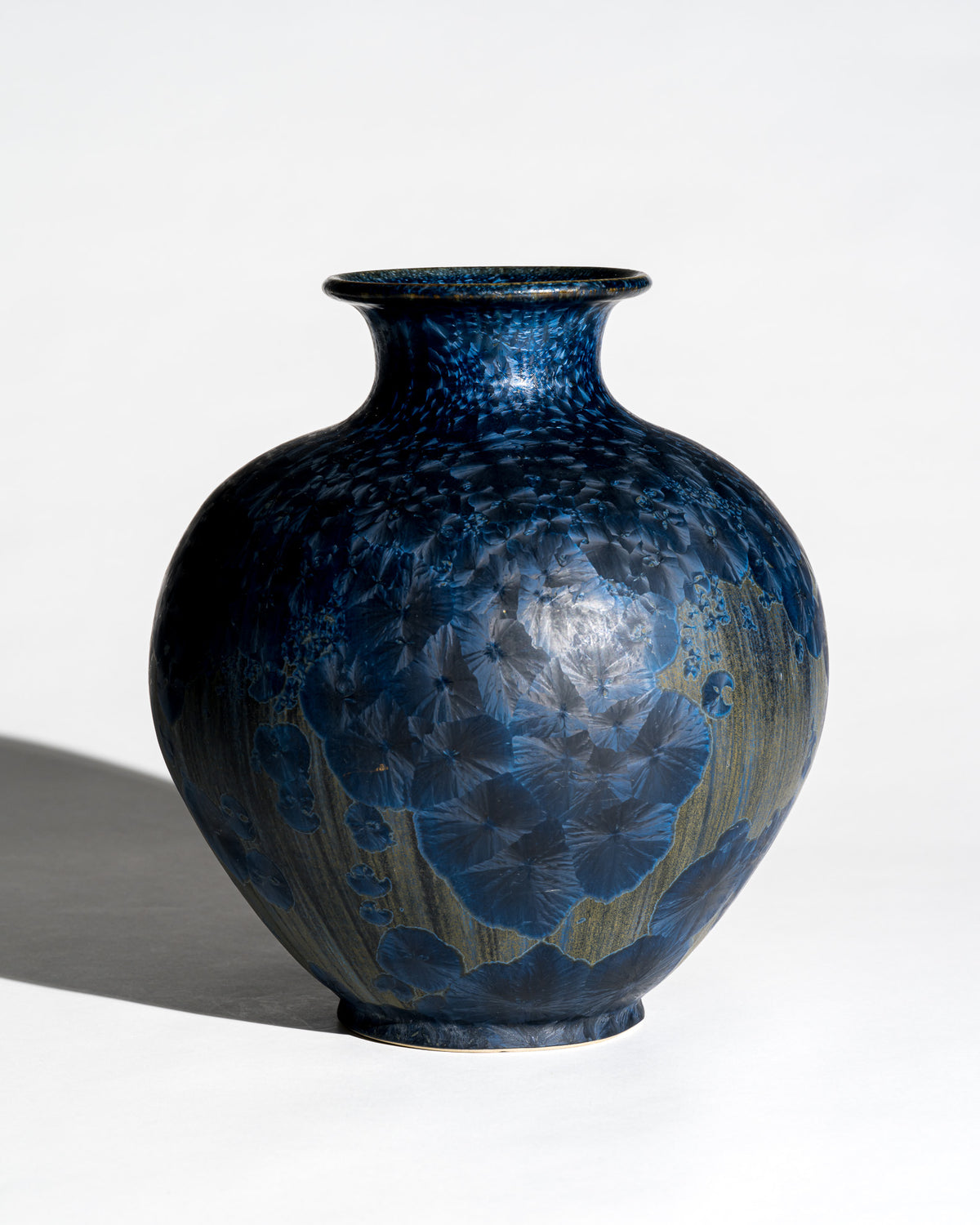 Crystalline Blue Studio Ceramic Vase – Albert Kießling Werkstätte, Germany, 1990s