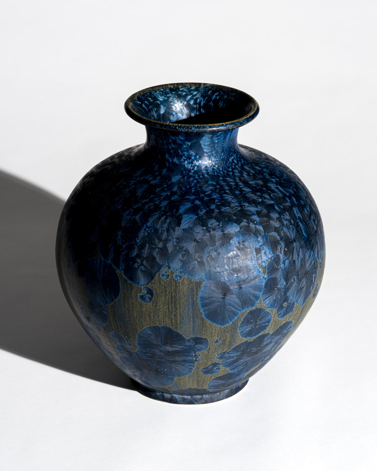 Crystalline Blue Studio Ceramic Vase – Albert Kießling Werkstätte, Germany, 1990s