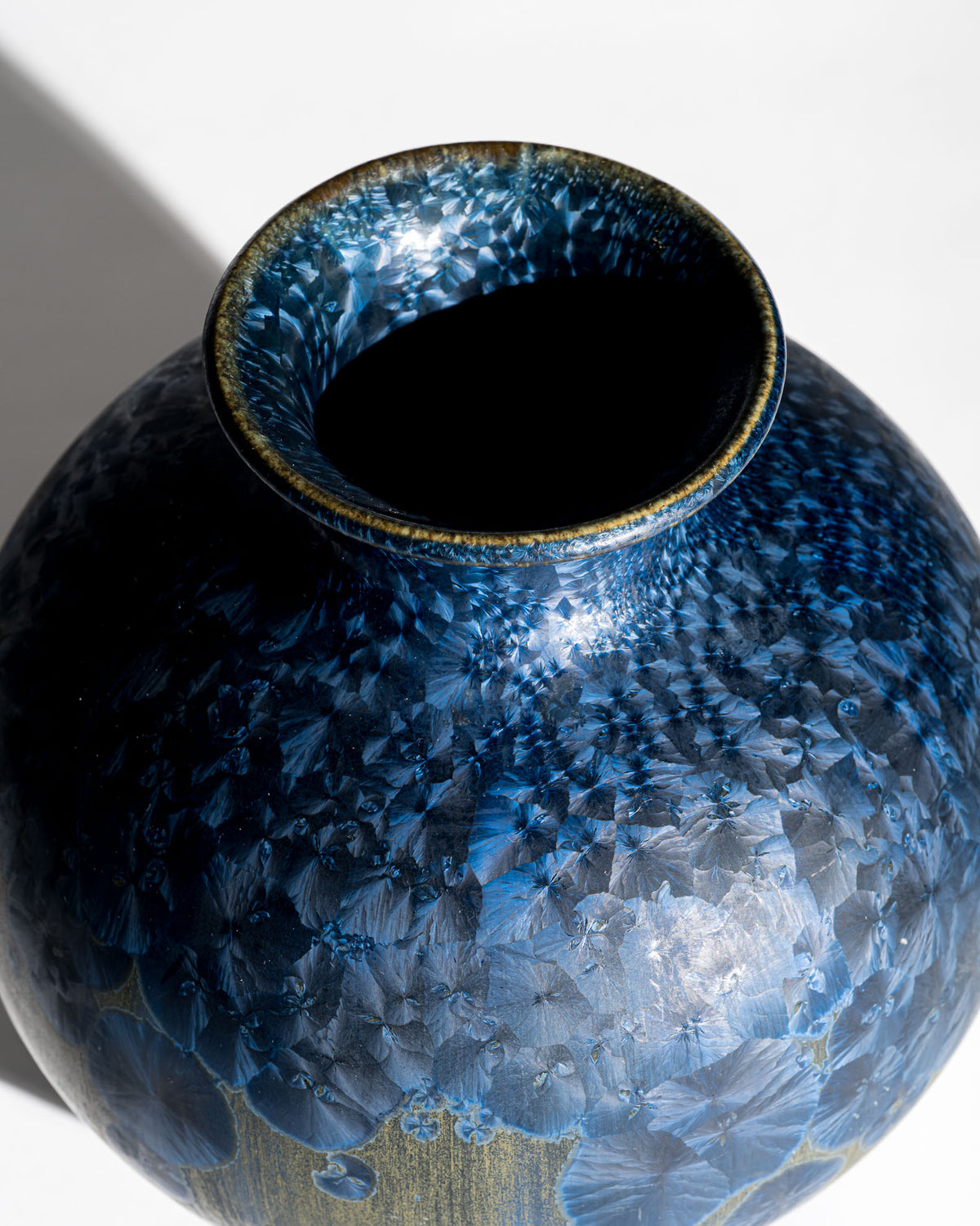 Crystalline Blue Studio Ceramic Vase – Albert Kießling Werkstätte, Germany, 1990s