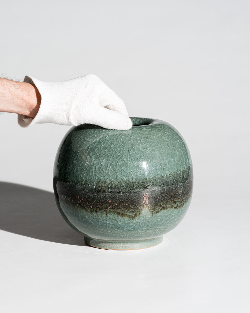 Celadon Crackle Glaze Studio Ceramic Vase – Horst Kerstan, Germany, 1987
