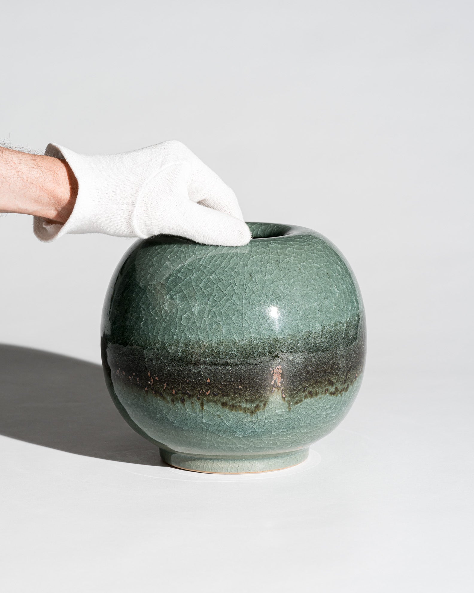 Celadon Crackle Glaze Studio Ceramic Vase – Horst Kerstan, Germany, 1987