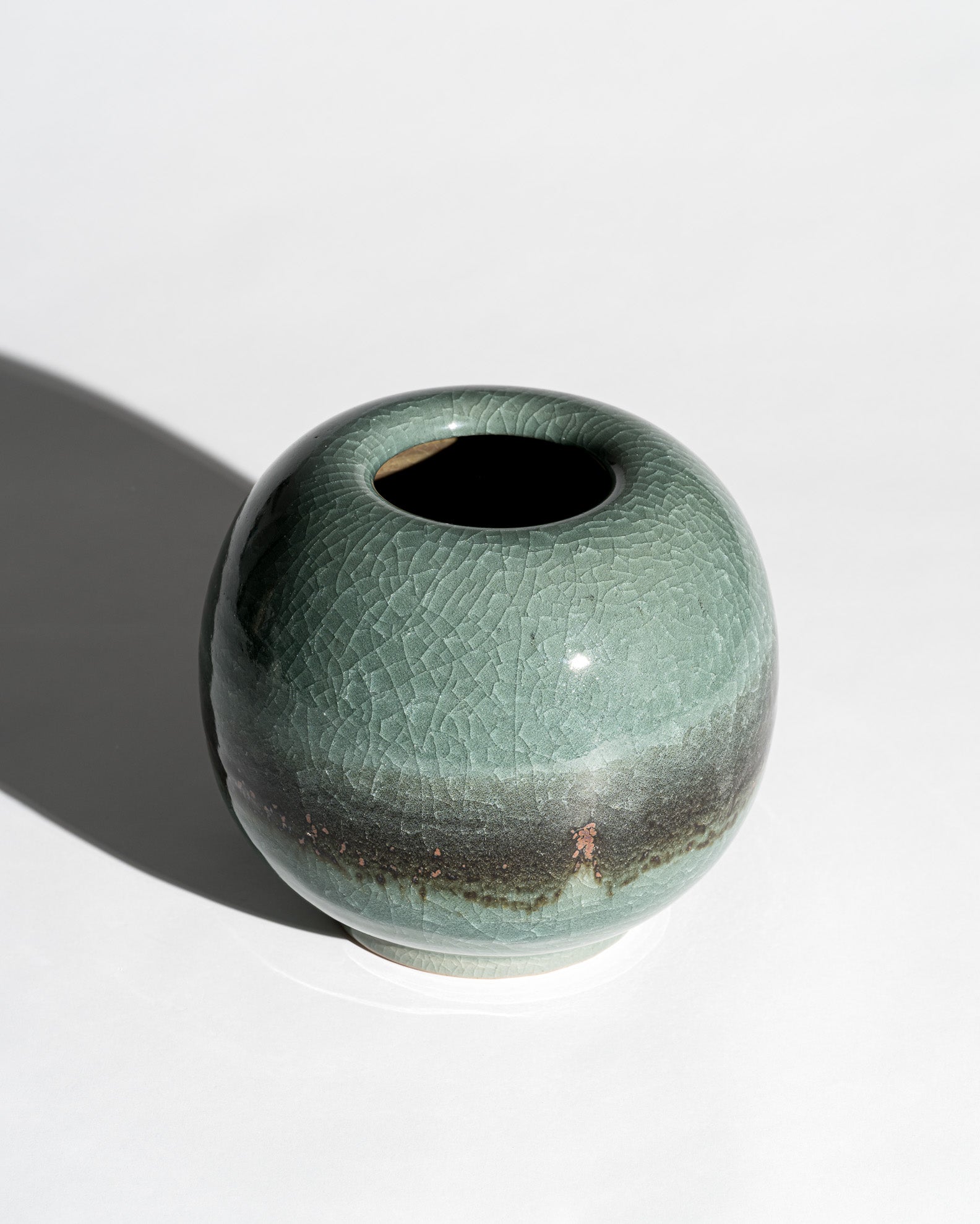 Celadon Crackle Glaze Studio Ceramic Vase – Horst Kerstan, Germany, 1987