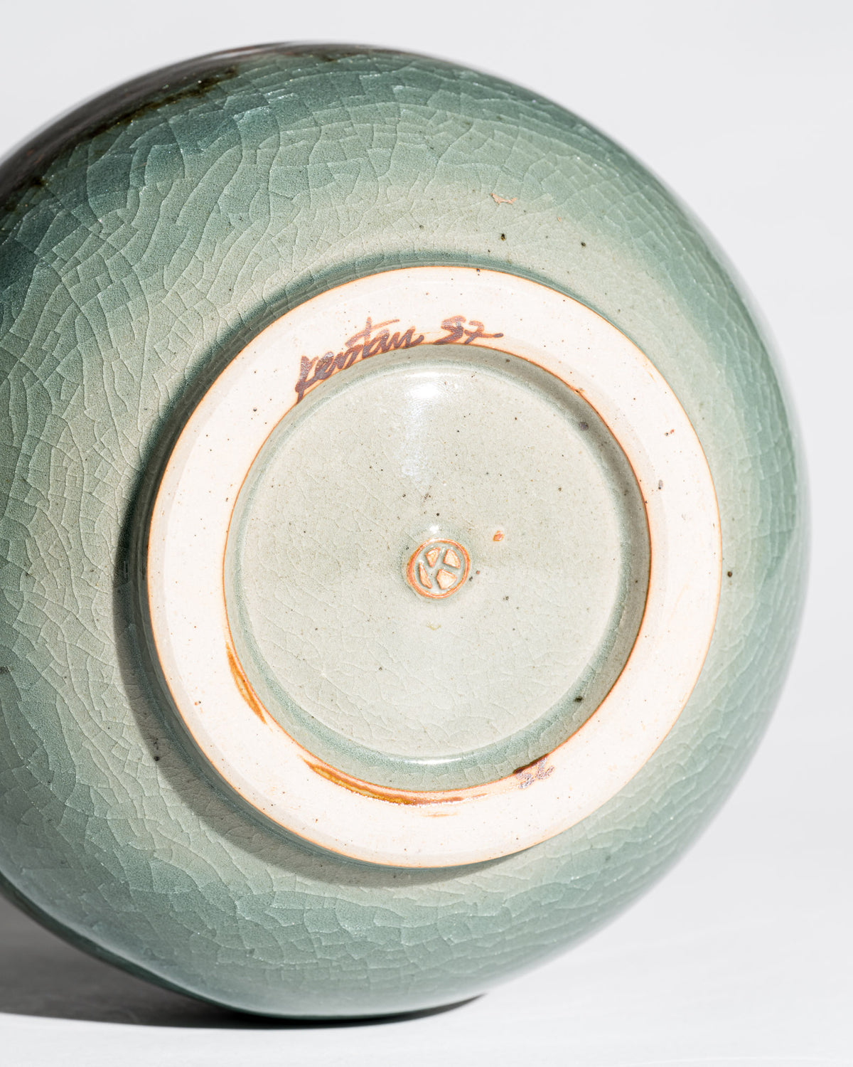 Celadon Crackle Glaze Studio Ceramic Vase – Horst Kerstan, Germany, 1987
