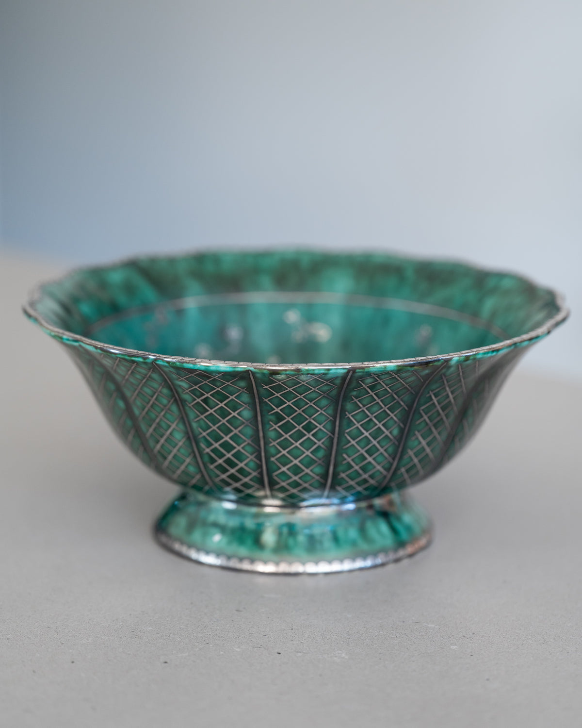Argenta Silver-Decorated Footed Bowl – Wilhelm Kage for Gustavsberg, 1949