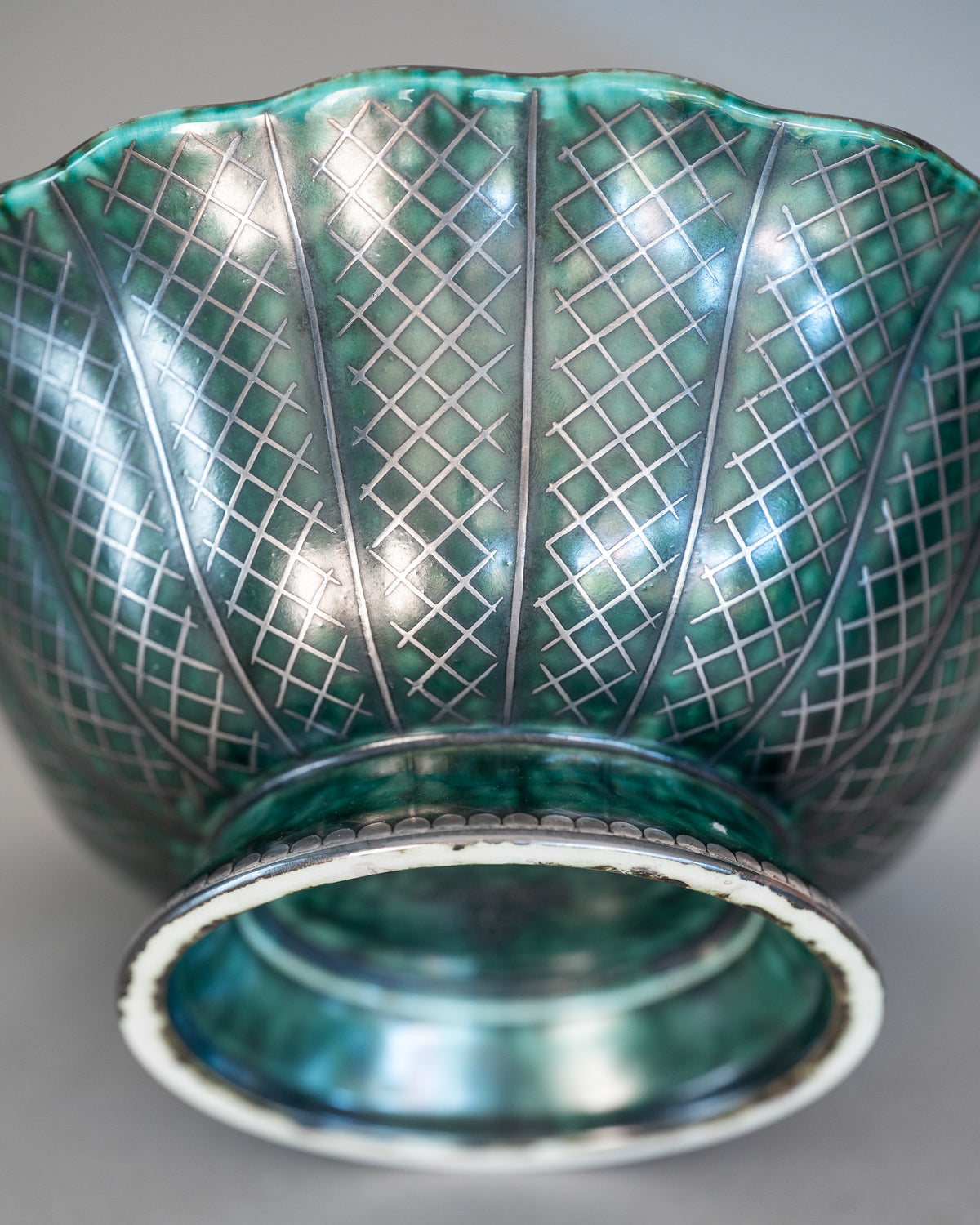 Argenta Silver-Decorated Footed Bowl – Wilhelm Kage for Gustavsberg, 1949