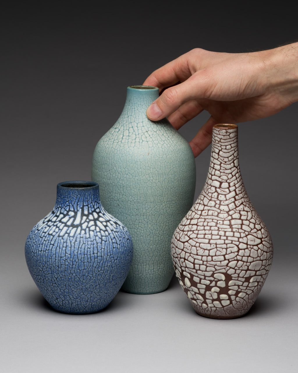 Ceramic Vases Trio – Albert Kiessling Studio Ceramics, mid-20th century