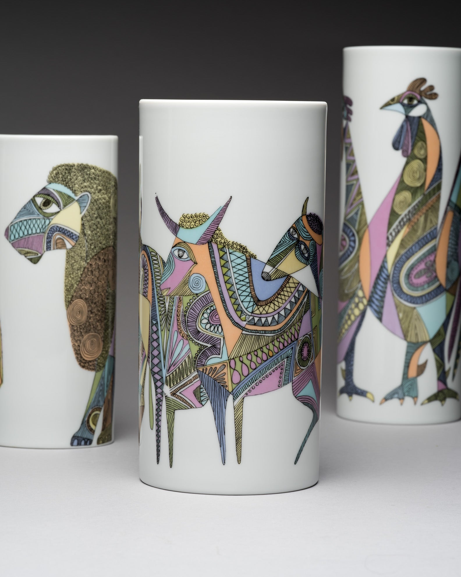 “Bulls, Lions & Roosters” Porcelain Trio  – Cuno Fischer for Rosenthal, 1970s