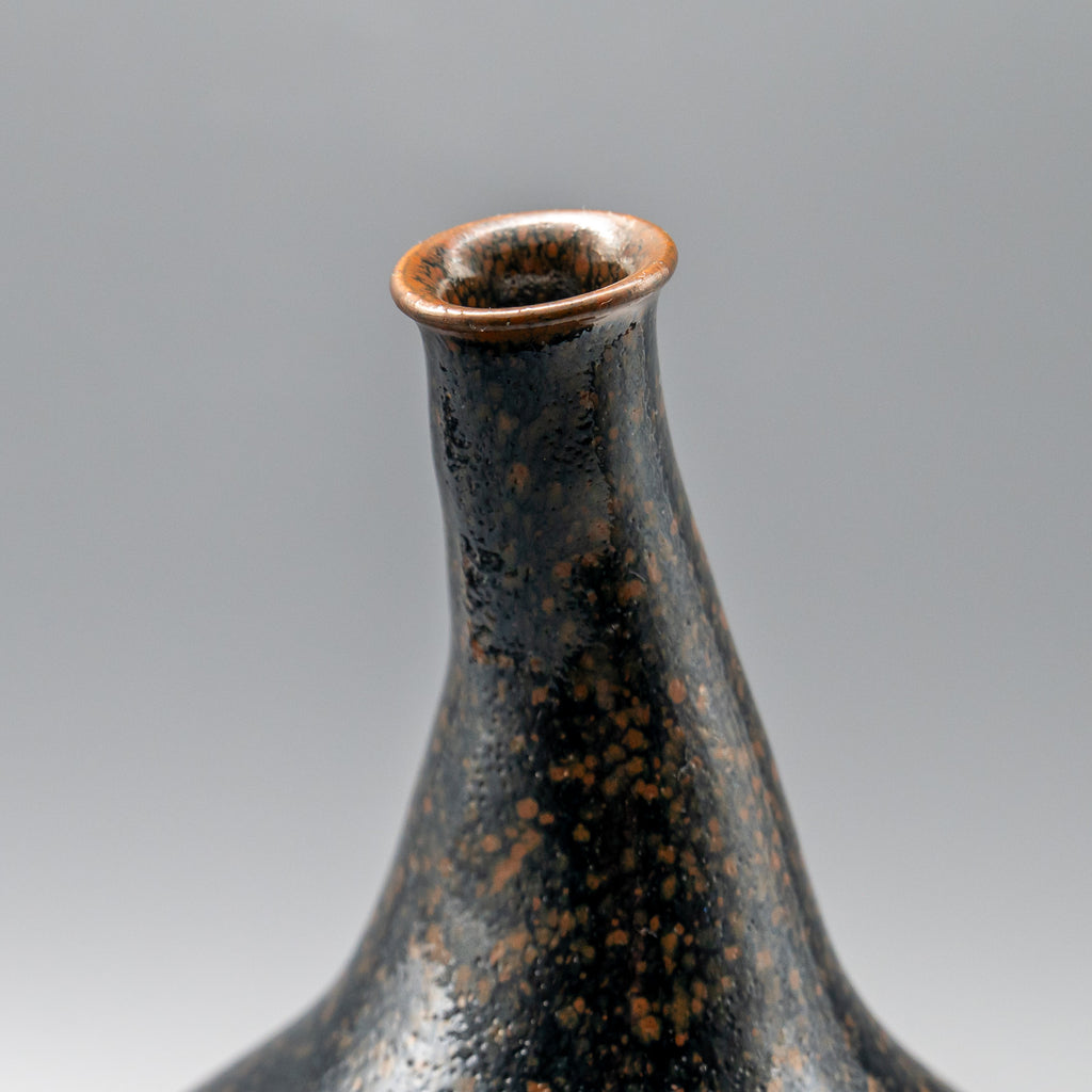 Tenmoku Glazed Kyō-yaki Vase – Attributed to Miura Chikken, Japan, mid-20th century