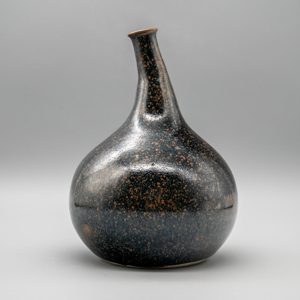 Tenmoku Glazed Kyō-yaki Vase – Attributed to Miura Chikken, Japan, mid-20th century