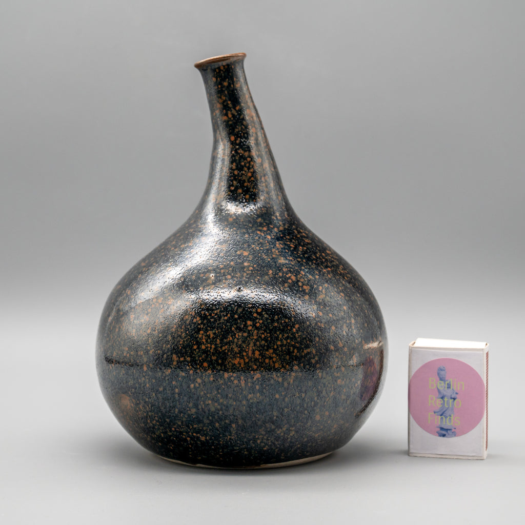 Tenmoku Glazed Kyō-yaki Vase – Attributed to Miura Chikken, Japan, mid-20th century