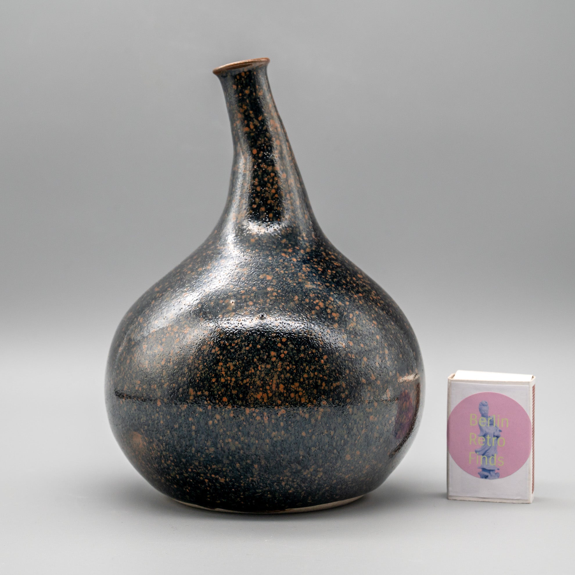 Tenmoku Glazed Kyō-yaki Vase – Attributed to Miura Chikken, Japan, mid-20th century