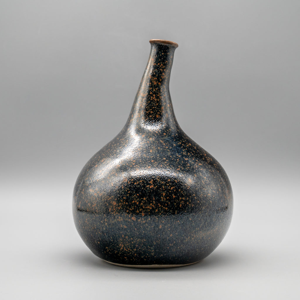 Tenmoku Glazed Kyō-yaki Vase – Attributed to Miura Chikken, Japan, mid-20th century