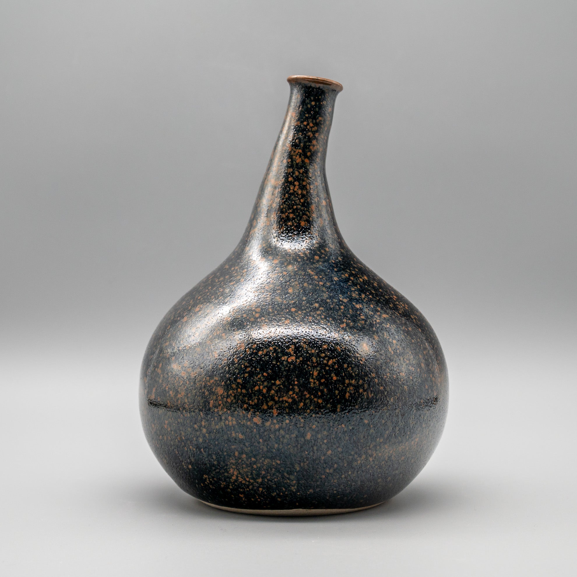 Tenmoku Glazed Kyō-yaki Vase – Attributed to Miura Chikken, Japan, mid-20th century