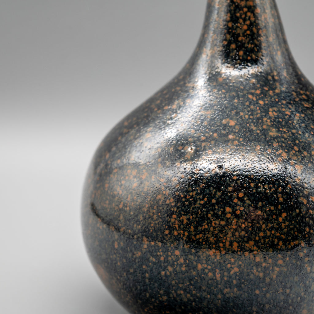 Tenmoku Glazed Kyō-yaki Vase – Attributed to Miura Chikken, Japan, mid-20th century