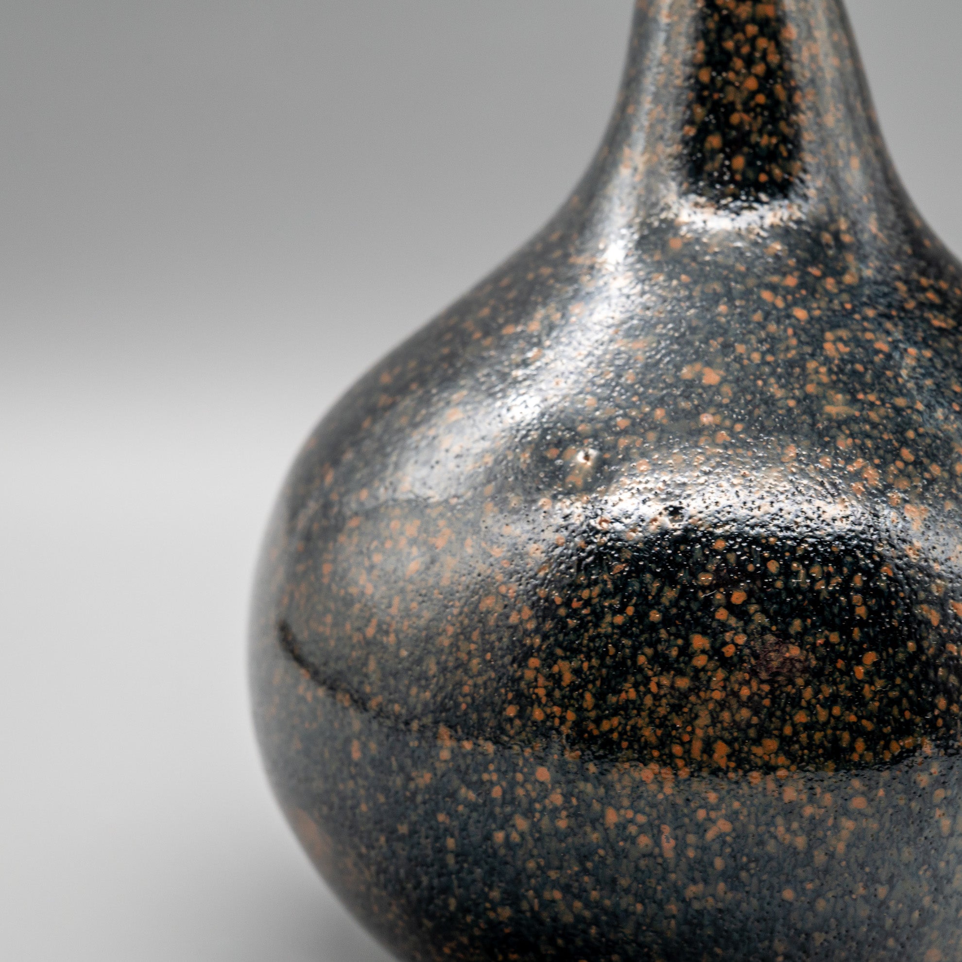 Tenmoku Glazed Kyō-yaki Vase – Attributed to Miura Chikken, Japan, mid-20th century