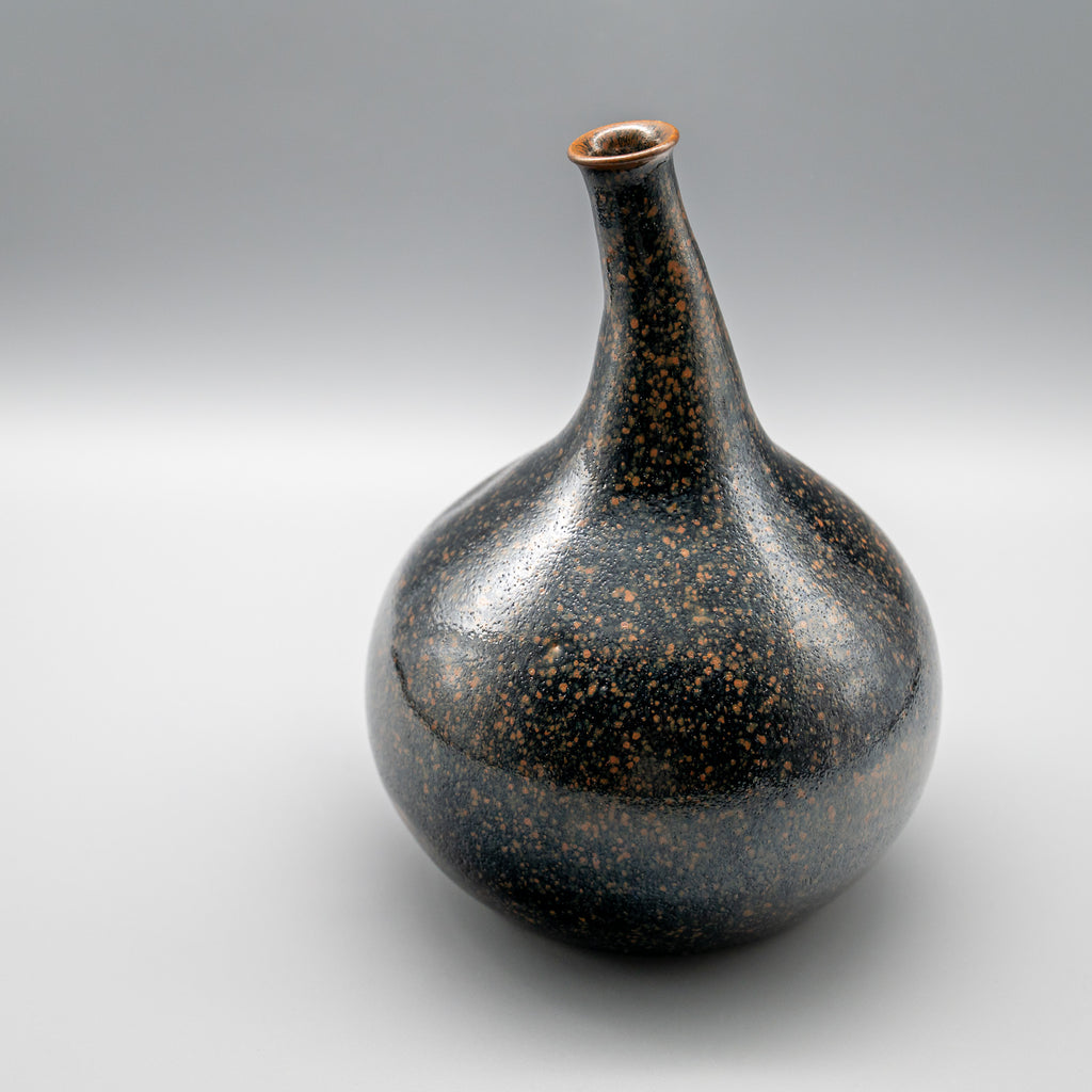 Tenmoku Glazed Kyō-yaki Vase – Attributed to Miura Chikken, Japan, mid-20th century