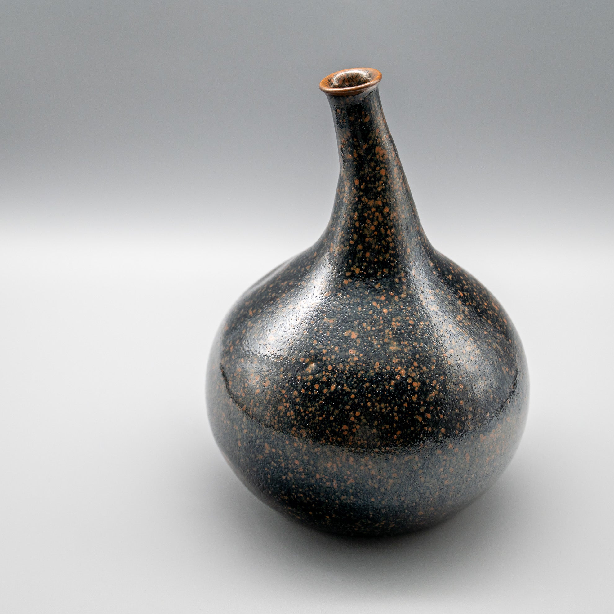Tenmoku Glazed Kyō-yaki Vase – Attributed to Miura Chikken, Japan, mid-20th century