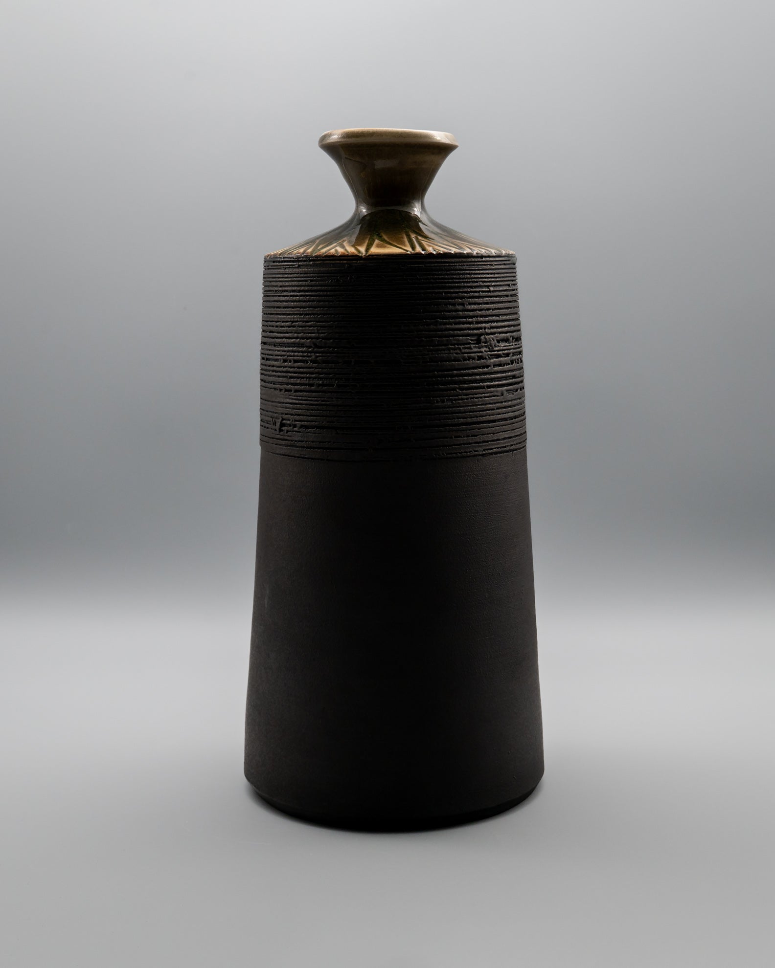 Matte Black Shigaraki Bottle Vase – Atsushi Yuba, Japan, 1980s