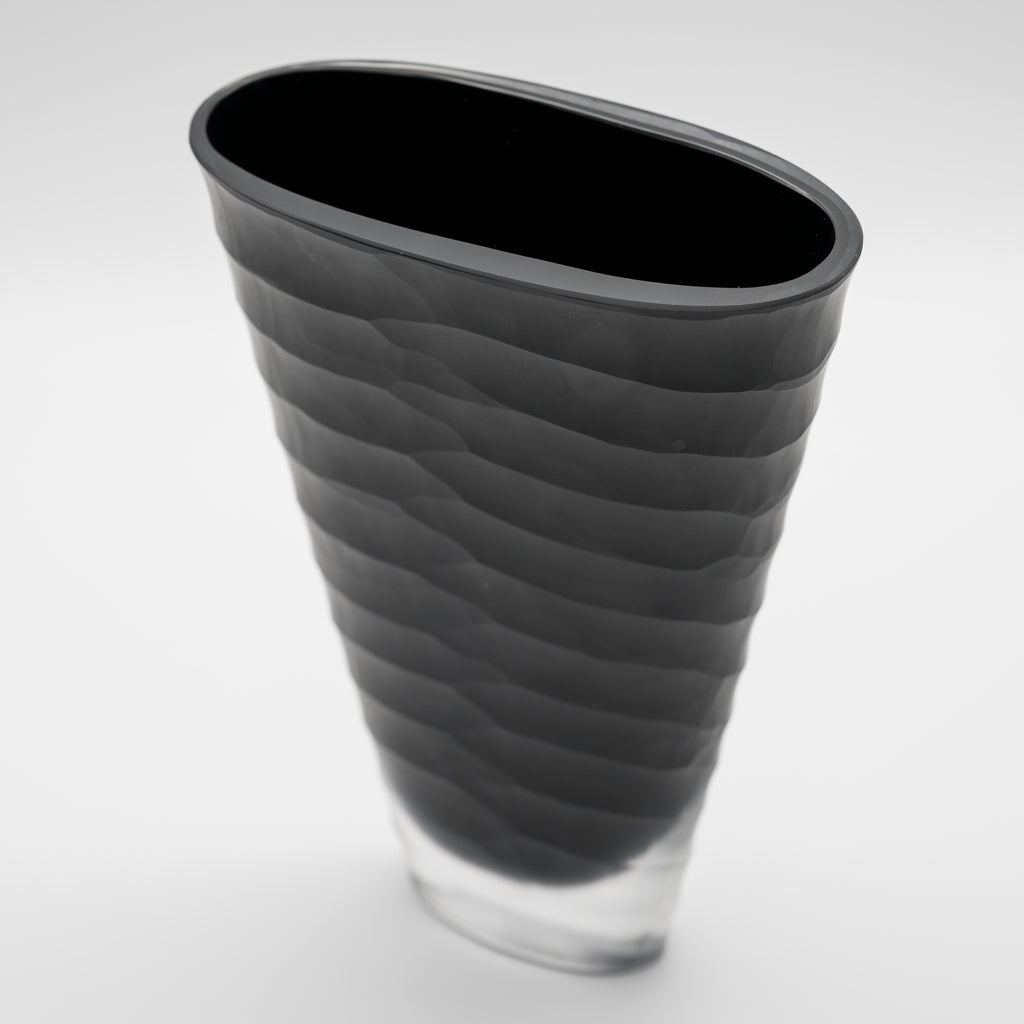 Black Glass “Easy” Vase – Hutschenreuther, late 20th century