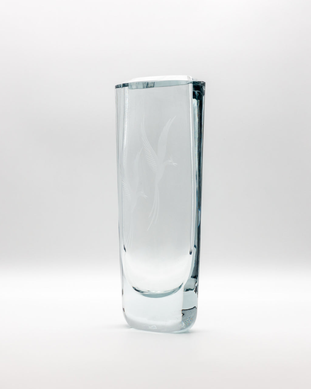 Blue-Silver Tinted Birds of Eden Glass Vase – attributed to Asta Strömberg for Strömbergshyttan, mid-century