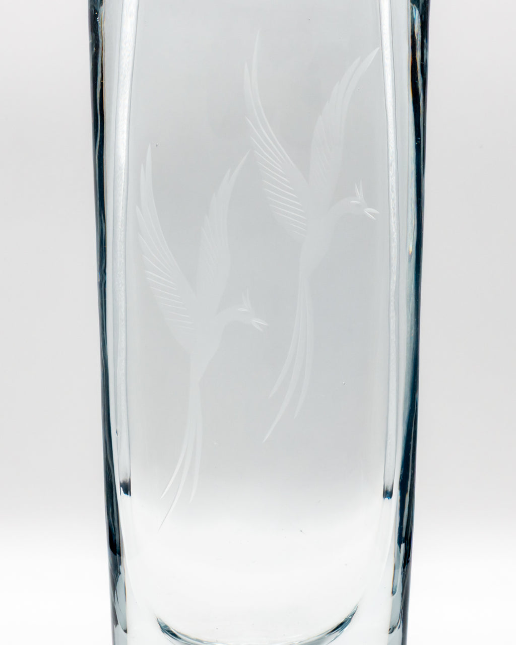 Blue-Silver Tinted Birds of Eden Glass Vase – attributed to Asta Strömberg for Strömbergshyttan, mid-century