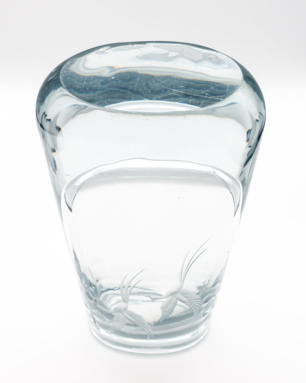 Blue-Silver Tinted Birds of Eden Glass Vase – attributed to Asta Strömberg for Strömbergshyttan, mid-century