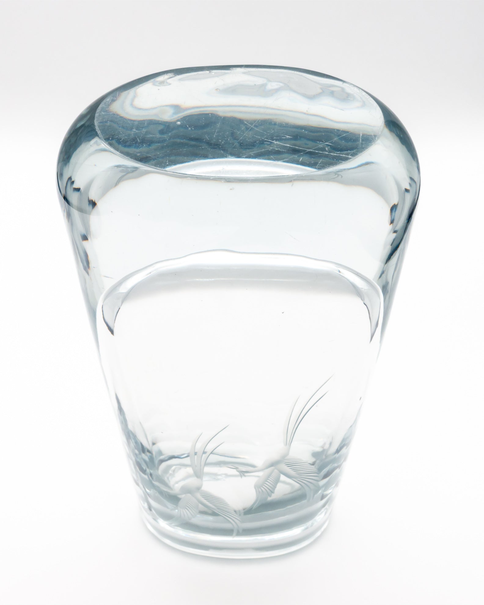 Blue-Silver Tinted Birds of Eden Glass Vase – attributed to Asta Strömberg for Strömbergshyttan, mid-century