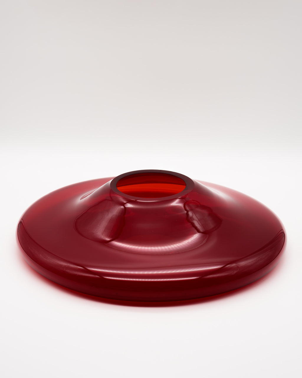 Wine-Red UFO Glass Vase / Bowl – European art glass, 1960s