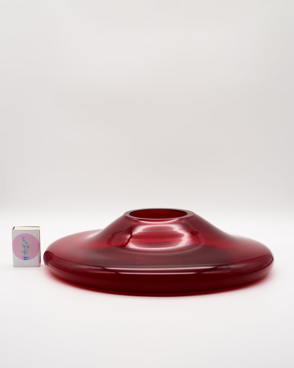 Wine-Red UFO Glass Vase / Bowl – European art glass, 1960s