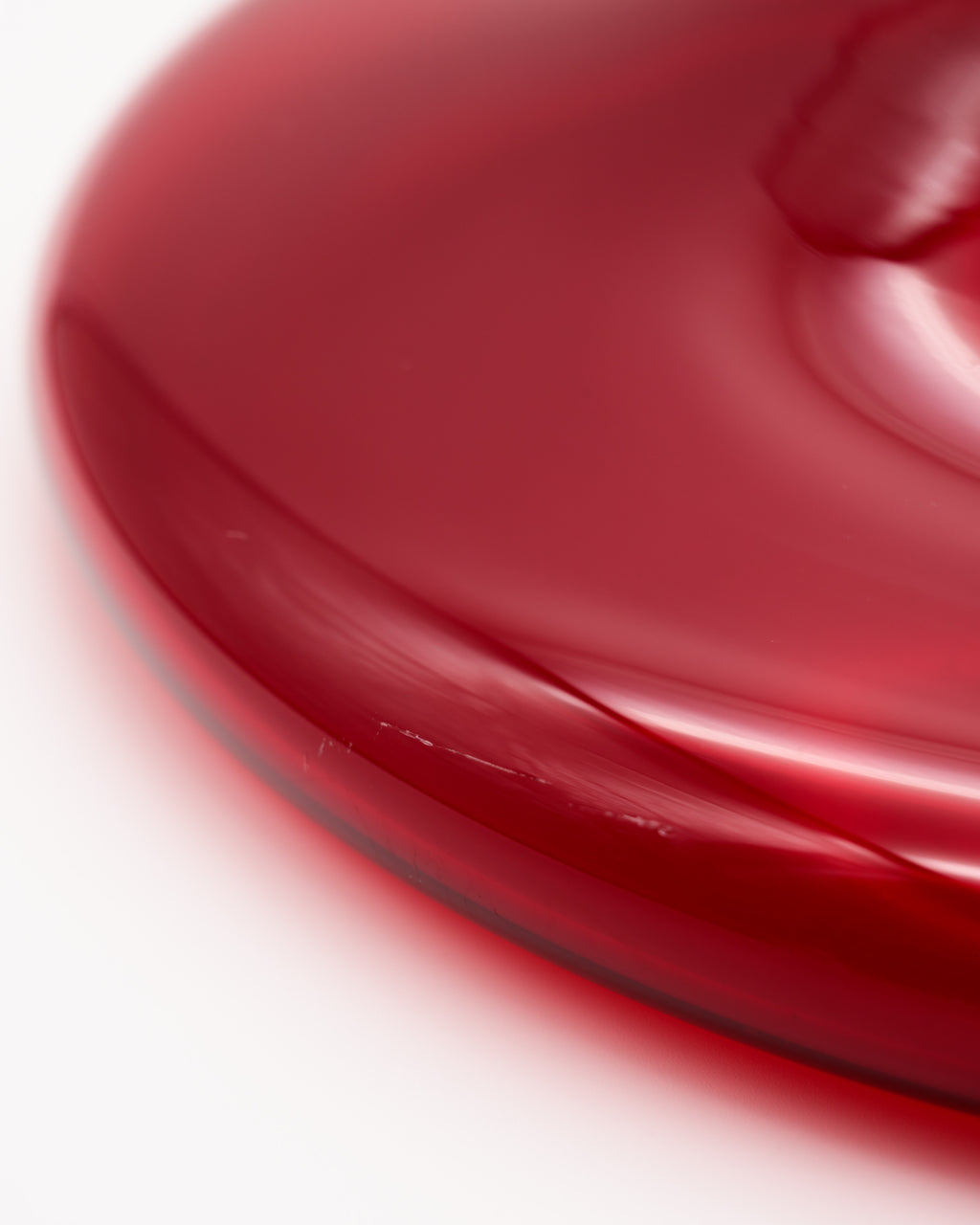 Wine-Red UFO Glass Vase / Bowl – European art glass, 1960s