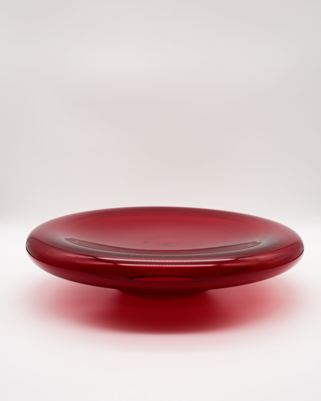 Wine-Red UFO Glass Vase / Bowl – European art glass, 1960s