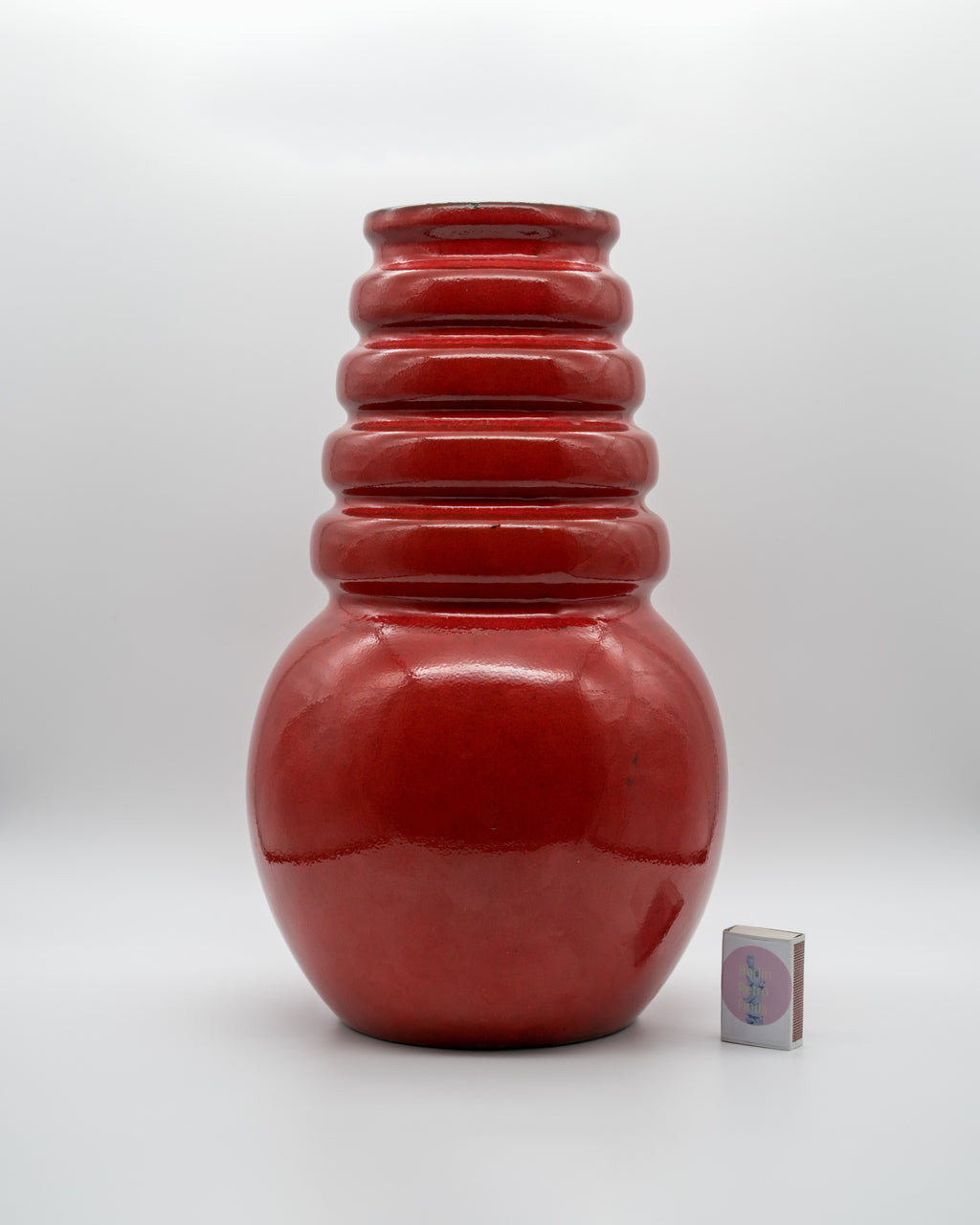 Red Glazed Floor Vase – Scheurich Keramik, 1970s