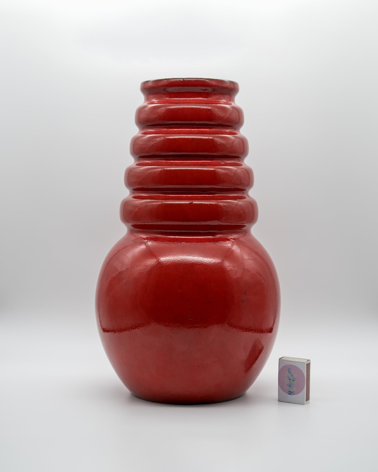 Red Glazed Floor Vase – Scheurich Keramik, 1970s