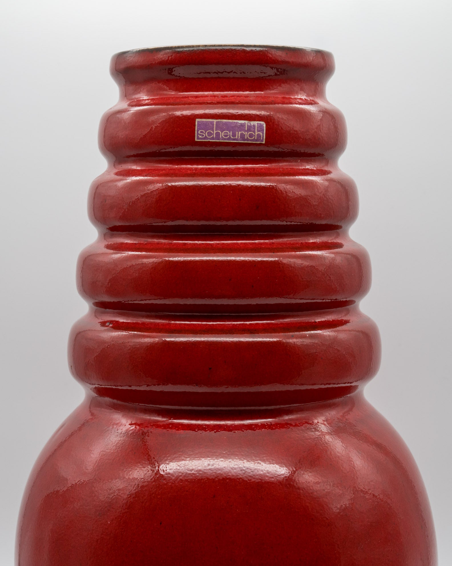 Red Glazed Floor Vase – Scheurich Keramik, 1970s
