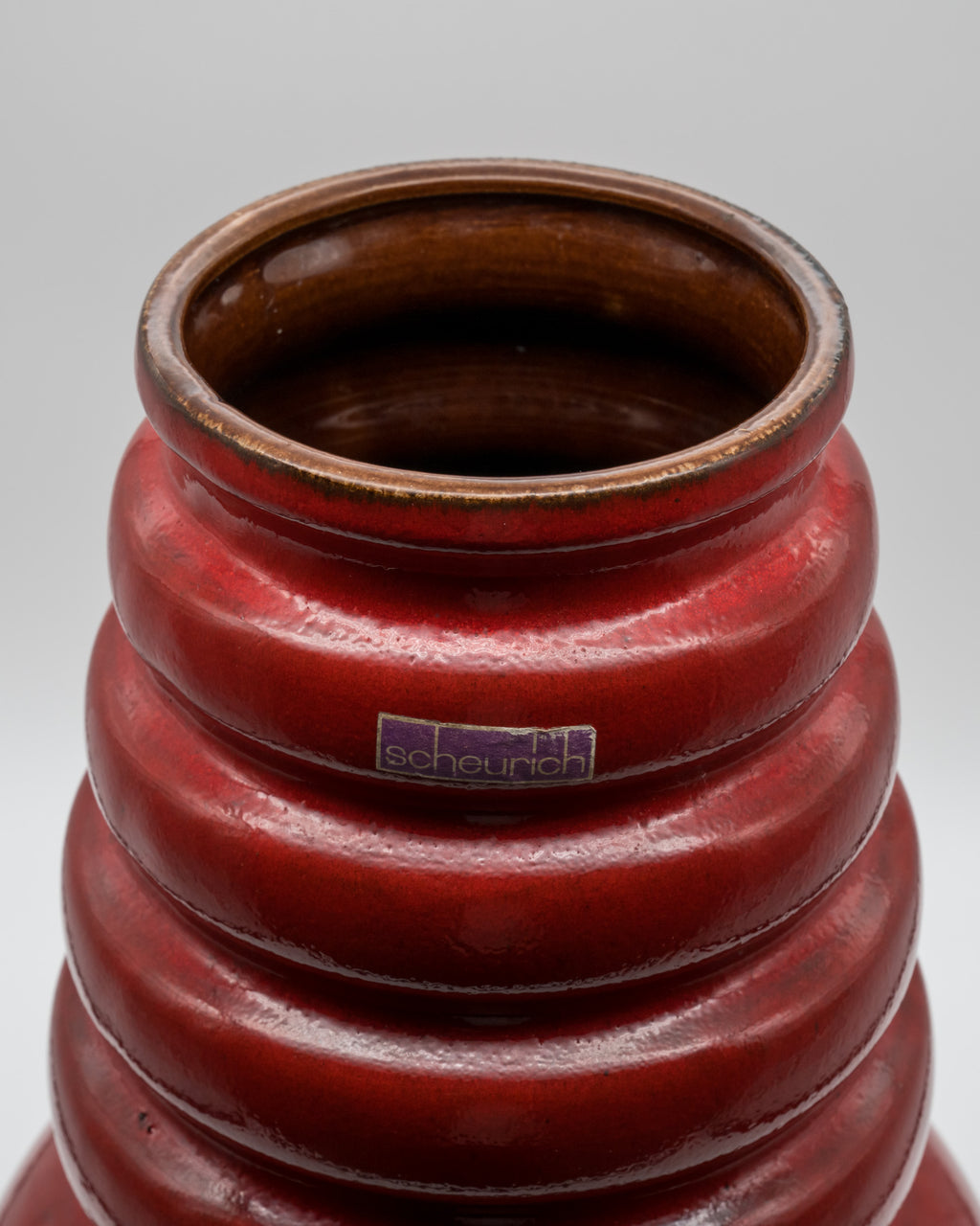 Red Glazed Floor Vase – Scheurich Keramik, 1970s