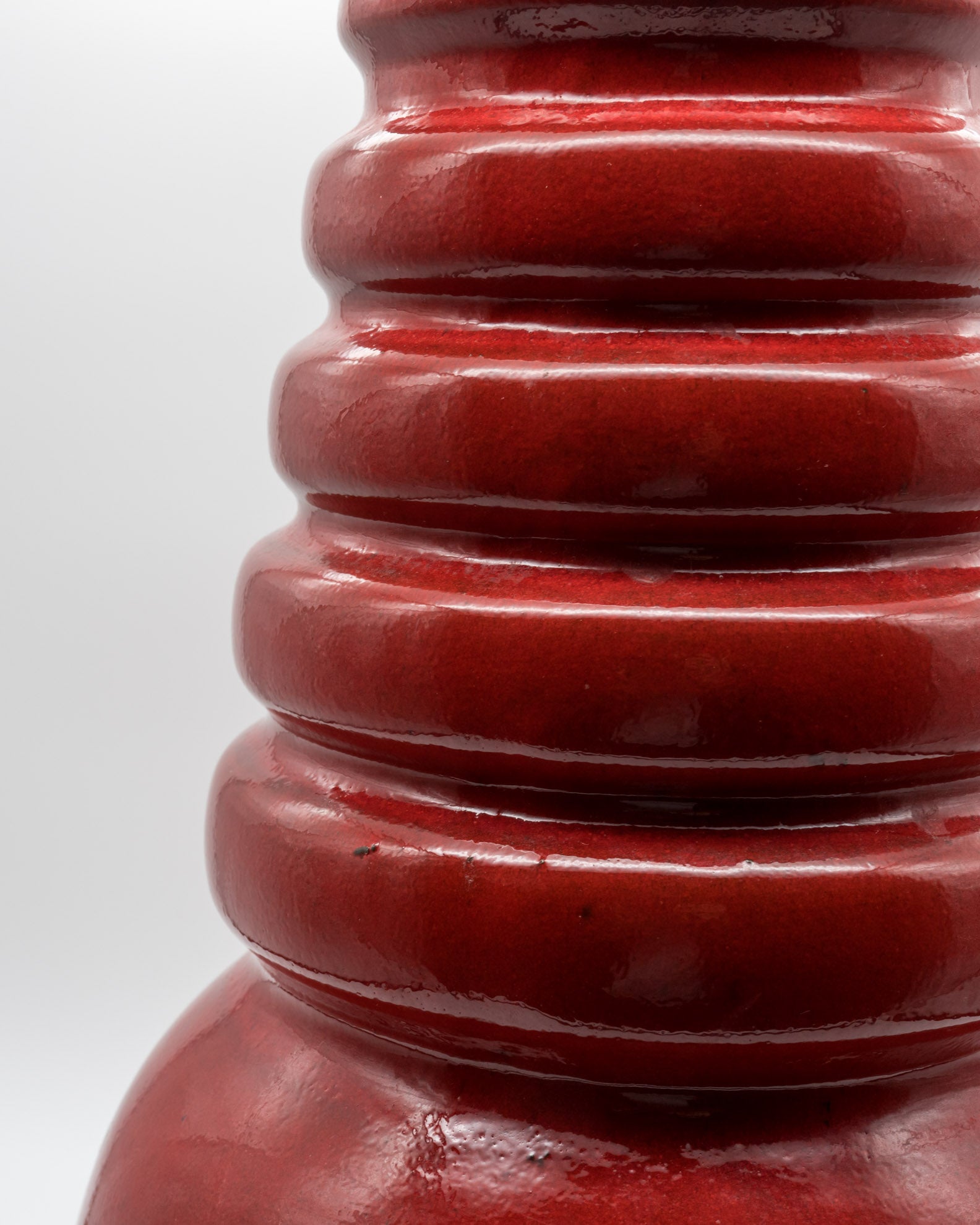 Red Glazed Floor Vase – Scheurich Keramik, 1970s