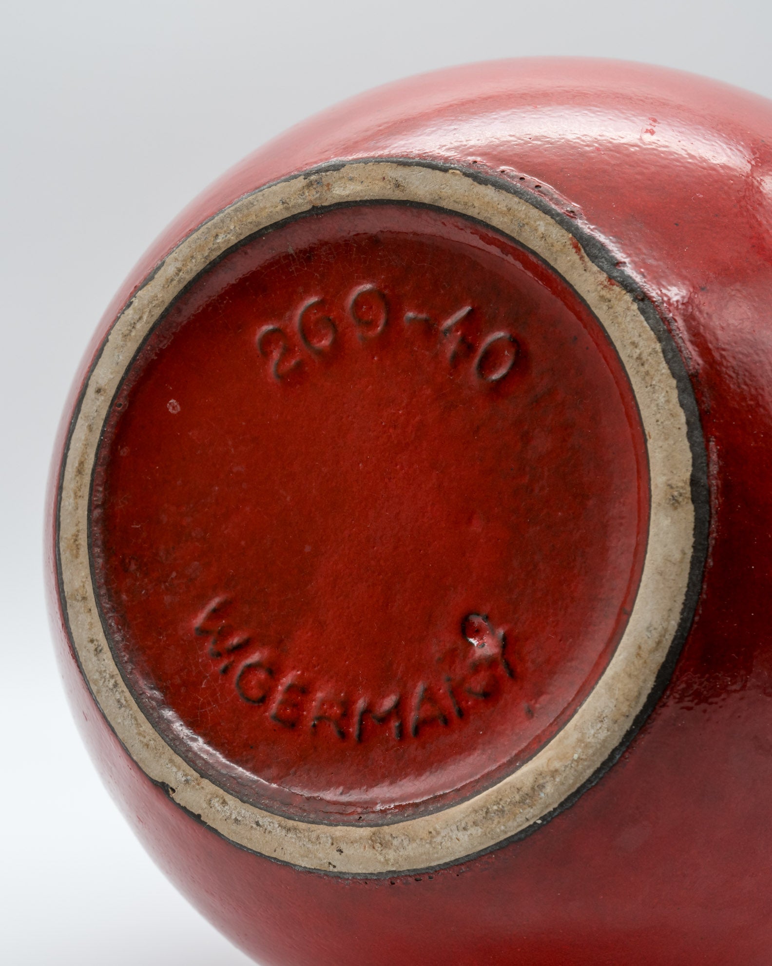 Red Glazed Floor Vase – Scheurich Keramik, 1970s