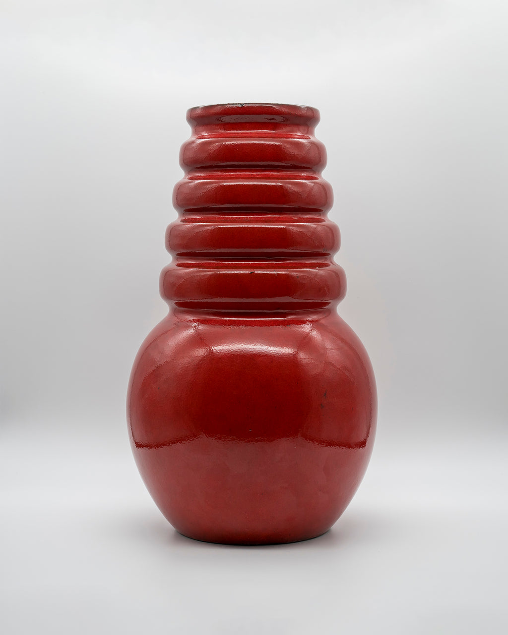 Red Glazed Floor Vase – Scheurich Keramik, 1970s