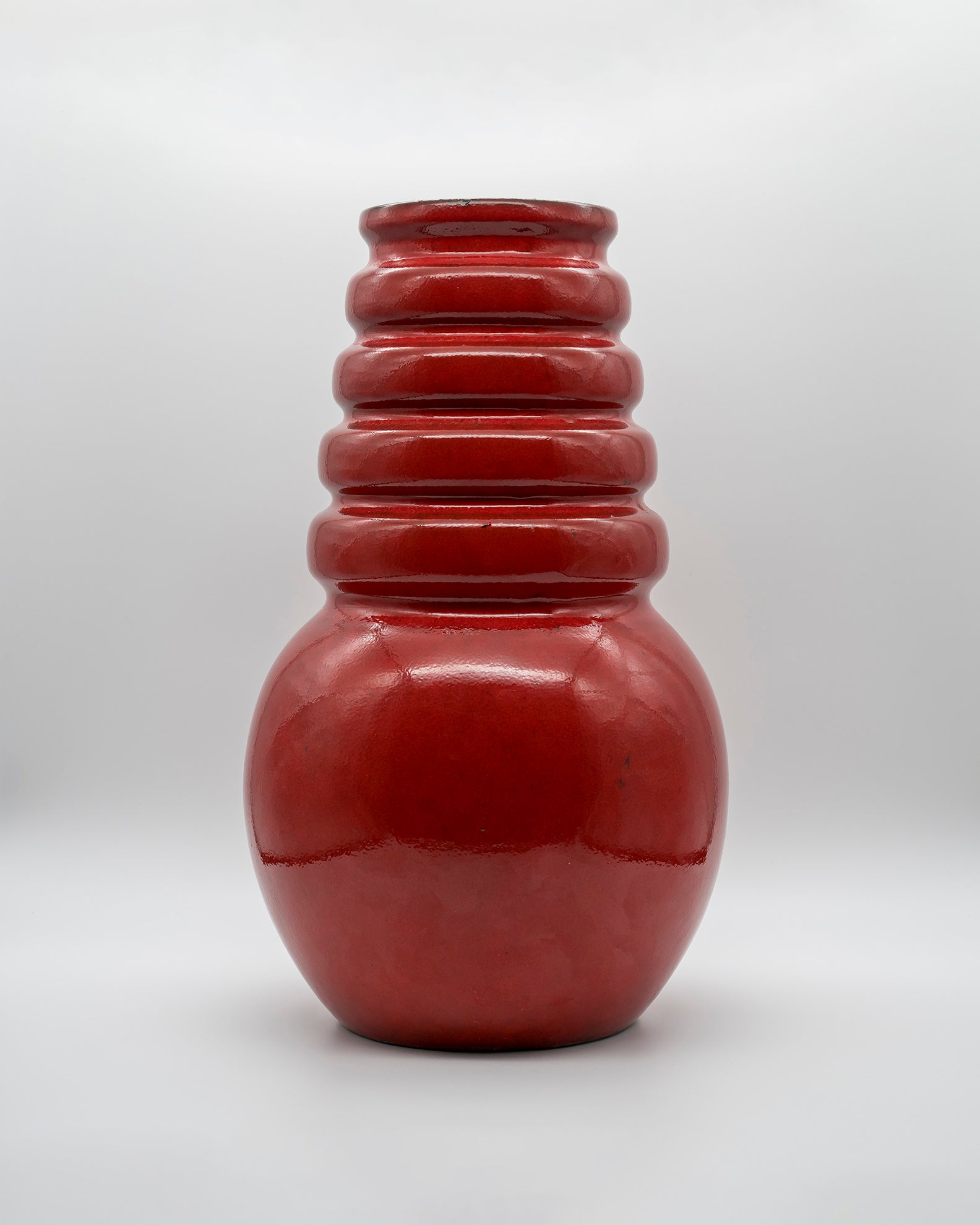 Red Glazed Floor Vase – Scheurich Keramik, 1970s
