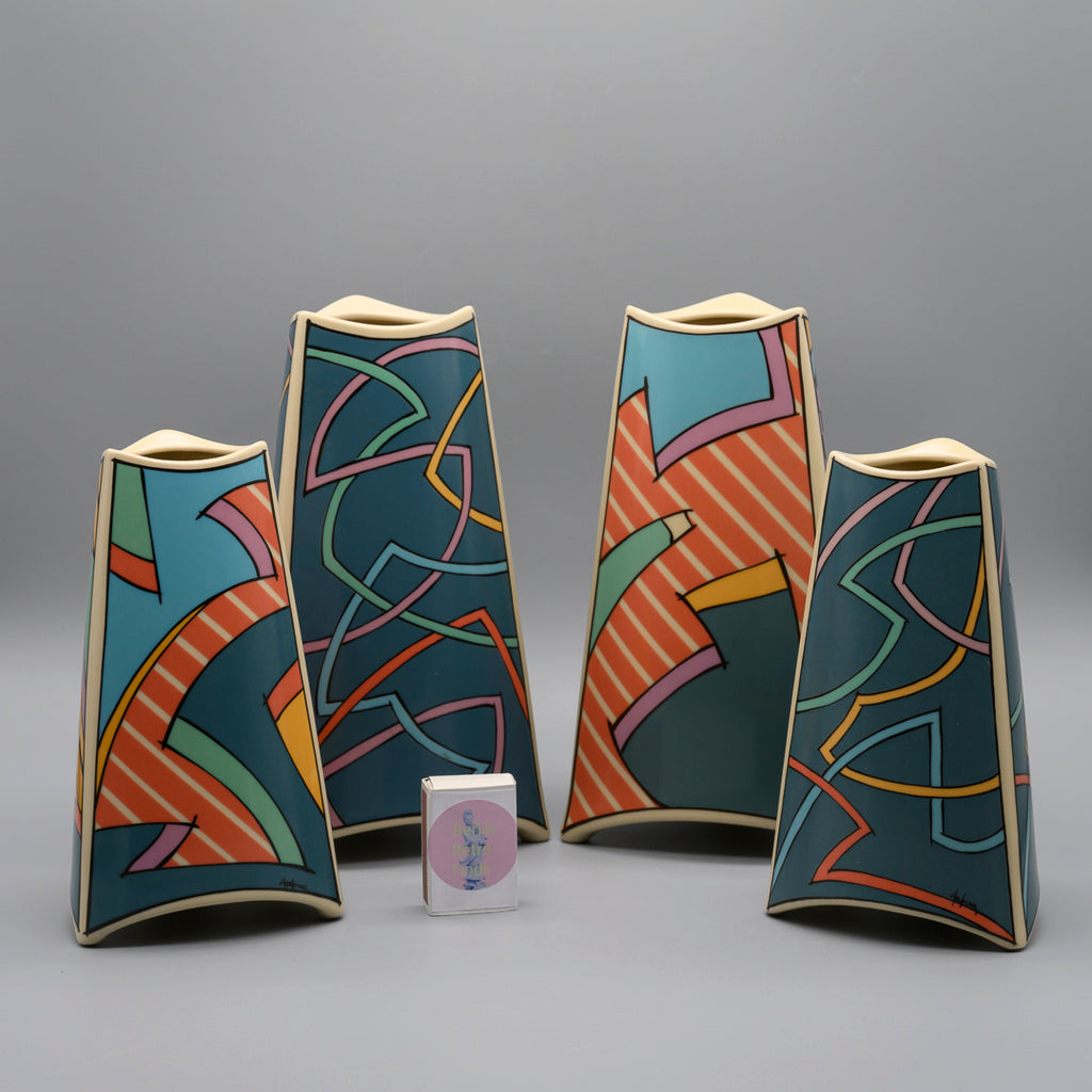 “Flash” Porcelain 4x Vase Set  – Dorothy Hafner for Rosenthal, 1980s