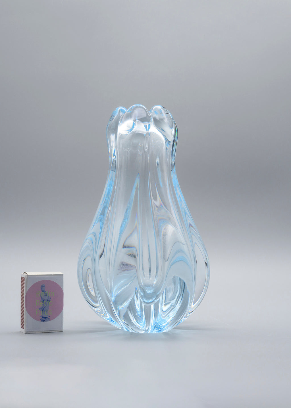 Stella Polaris Aquamarine Crystal Vase – Vicke Lindstrand for Orrefors, 1939