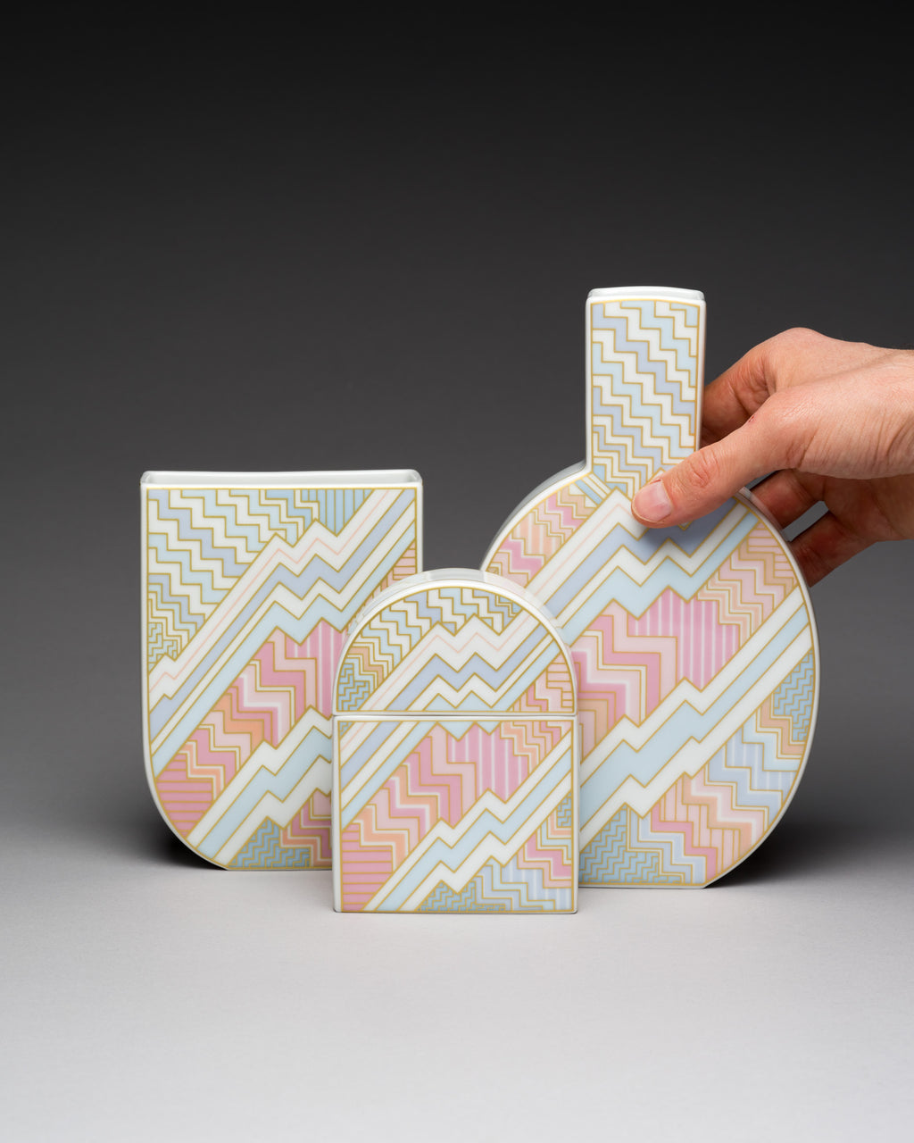 “Silhouette – Kelim” Vase & Box Trio – Rosemonde Nairac for Rosenthal, 1980s