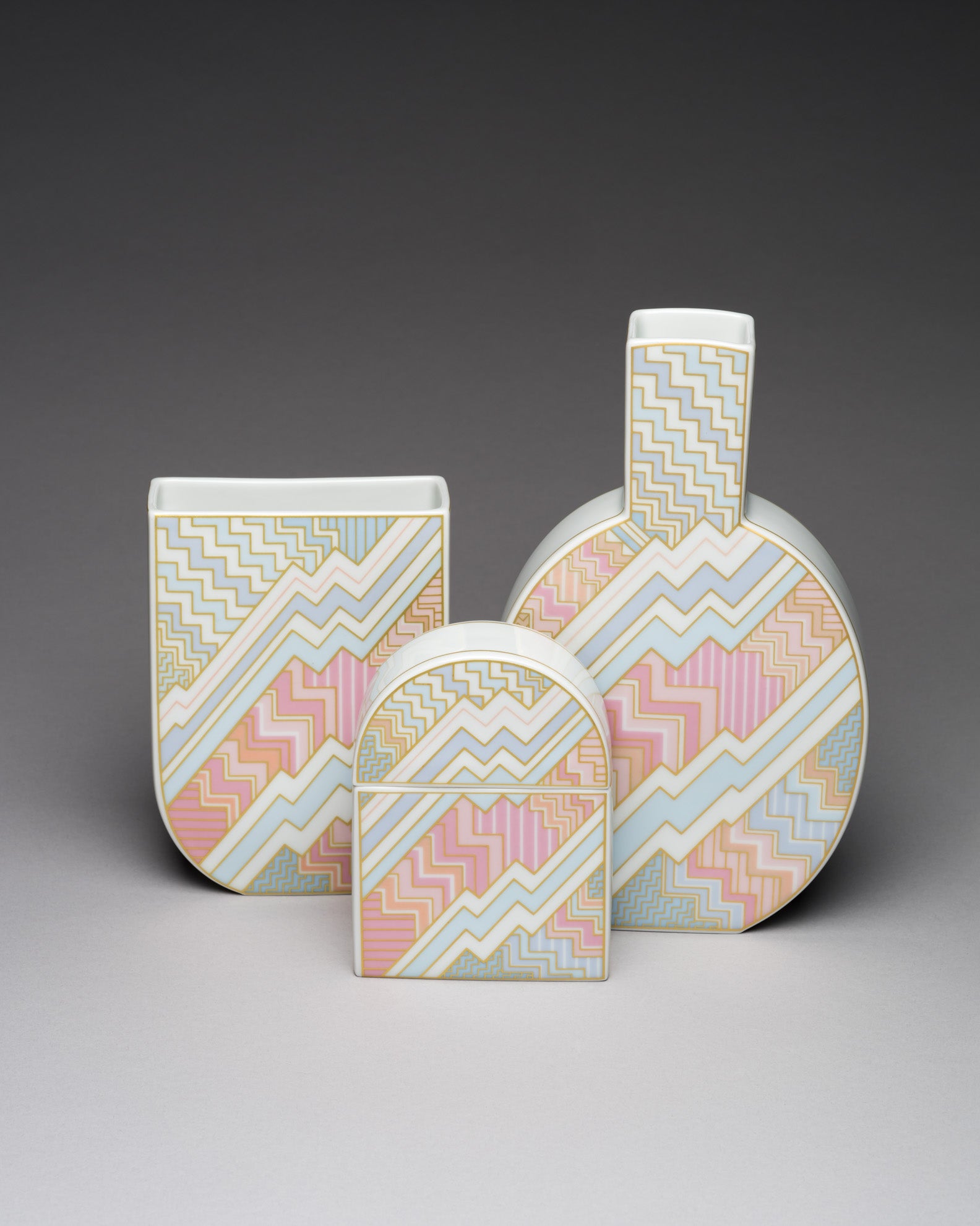 “Silhouette – Kelim” Vase & Box Trio – Rosemonde Nairac for Rosenthal, 1980s